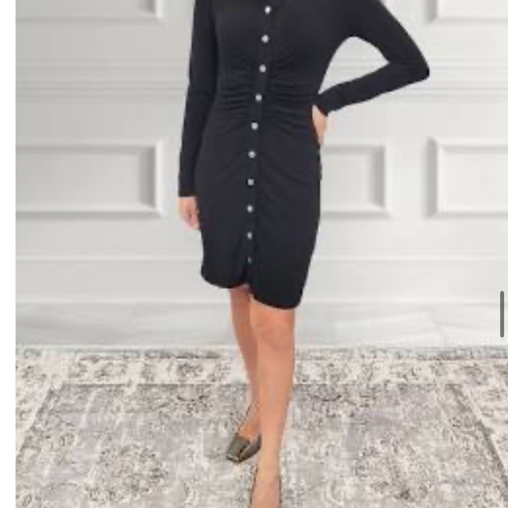 Elegant Black Button-Up Dress